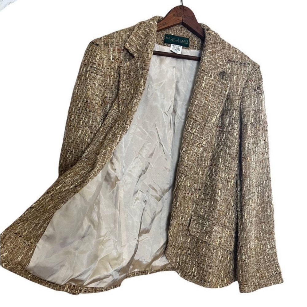 Harve Benard One Button Fully Lined Multi Tan/ Brown Women’s Jacket sz 16 NWT - Picture 4 of 8